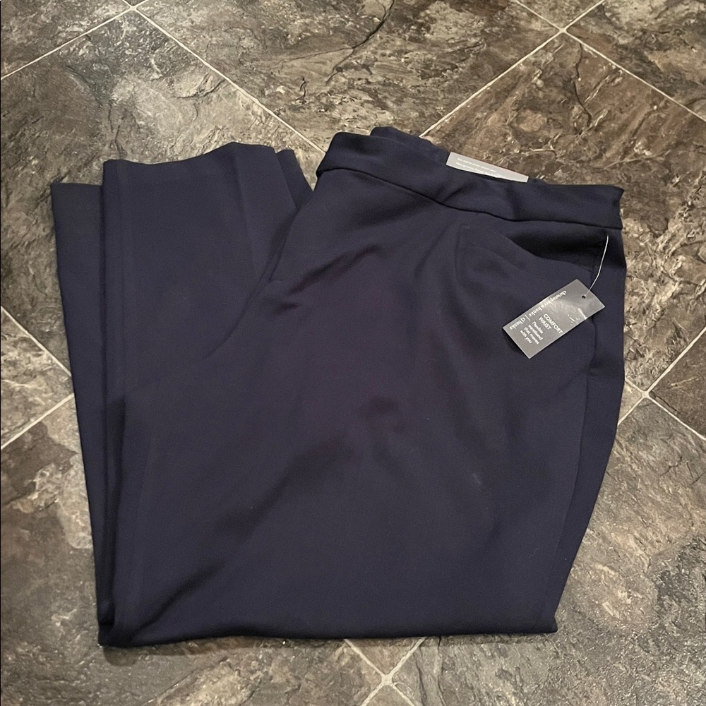 NWT CJ Banks Navy Dress Slacks Pants Plus 24 petite straight leg classic fit